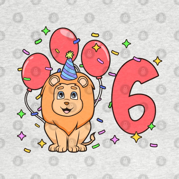 I am 6 with lion - kids birthday 6 years old by Modern Medieval Design